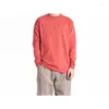 Men's Polos American Oversized Heavy Cotton Long -sleeved T -shirt Round Neck Loose Pure White Bottom Shirt Body