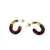 Brincos de parafuso prisioneiro 316l aço inoxidável retro simplicidade óleo gotejamento vinho geometria vermelha para mulher aretes de mujer pendientes brincos kolczyk