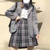 Kvinnors kostymer Blazers kvinna 2023 Autumn New Female Dent Suit Jacket Lång ärm Preppy Style JK School Uniform Female Drama Cardigan Japanese Coatl240118