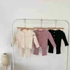 Clothing Sets 2023 Autumn New Baby Solid Cardigan + Leggings 2pcs Suit Cotton Infant Girl Clothes Set Kids Home Toddler Outfits H240508