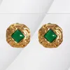 Stud Earrings Agate Stone Beads Real Gold Plated Floral Studs Ear Clip For Women