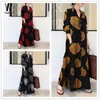 Casual Dresses Spring Summer Women's Long Shirt Dress Clothing Muslim Cotton Linen Printed Sleeves Simple Loose