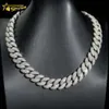 Benutzerdefinierte 18mm große schwere Iced Out kubanische Halskette Sterling Silber 925 Vvs Moissanit Hip Hop Schmuck kubanische Gliederkette