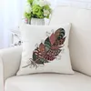 Yastık renkli tavus kuşu tüyleri, kanepe/araba ev dekorasyonu için polyester dekoratif kapak 45x45cm atma çantası