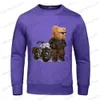 Herren-Kapuzenpullover, Sweatshirts, Motorrad-Teddybär mit Sonnenbrille, mit Kapuze, Herren-Fleece, warm, mit Pelzfutter, Harajuku-Kapuzenpullover, lässige Herbst-Sportbekleidung, T240118