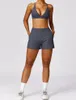 AL-0056 Fitness Suit Female Sexy Wearing Tight Sports Bra Threaded Joker Quick-Drying Yoga Running Fitness Shorts Set