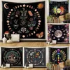Tapestries Moon Phase Tapestry Wall Hanging White Black Colorful Sun Mandala Celestial Hippie Carpvaiduryd