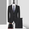 남자 양복 고품질 (블레이저 바지) 영국 스타일 우아한 간단한 비즈니스 캐주얼 패션 신사 슬림복 2 피스