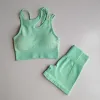 Conjunto de 2 peças de secagem rápida para academia, roupas de treino femininas, sutiã esportivo + shorts de fitness sem costura, roupas esportivas para academia, conjunto atlético de ioga, alta s