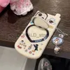 Mobiltelefonfodral Korean Cute Cartoon Penguin Pendant 3D Heart Mirror Case For iPhone 15 14 13 12 Pro Max 11 15Pro Stylish Protective Soft Cover J240118