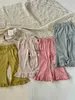 Trousers 2024 Spring New Solid Girls Flared Pants Cotton ldren Elastic Baby Loose Kids Casual Clothes H240508