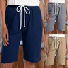 Женские шорты, летние модные хлопковые и льняные однотонные женские шорты с завязками на веревке и пятью точками