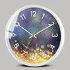 Wandklokken Ins Sky Metalen stille glazen klok Modern design Stille beweging Hygrometer Niet tikkend