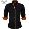 VISADA JAUNA hommes chemises taille européenne arrivées coupe ajustée homme chemise solide à manches longues Style britannique coton hommes bureau 240117