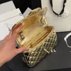 24C Mulheres Couro Envernizado Bolsas de Ombro com Aba Clássica com Estrela Charme Bolsa de Moedas Corrente de Hardware de Metal Dourado Bolsa Crossbody Designer de Luxo Bolsas Retangulares Acolchoadas