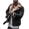 Men'S Jackets Fashion Jacket Men Faux Fur Lapel Collar Long Sleeve Vintage Leather Warm Outwear Motorcycle Coat Drop Delivery Apparel Dhzc2