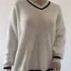 Nieuwe Vrouwen Herfst Winter Gebreide Trui Koreaanse Losse Streetwear Sweatshirt 2024 Chic Lange Mouw V-hals Gebreide Trui