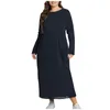 Robes décontractées Tempérament des femmes Couleur unie Polyvalente Robe longue en dentelle Dames Mode Poches de grande taille et peluche Maxi Robes