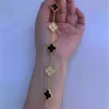 Van Clover Bracelet Edition Gold Bated 18K Rose Gold Five Flor Four Grass Leaf Grass Natura