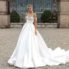 Modernes A-Linien-Hochzeitskleid, herzförmig, schulterfrei, mit Perlen verziert, rückenfrei, Satin-Brautkleid, Hofschleppe, nach Maß YD