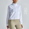 Lu-326 Veste pour tenues de yoga, vêtements de course, fitness, haut pour femme, fermeture éclair, ample, loisirs, séchage rapide, chemisier de sport, manches longues, décontracté 25