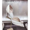 JC Jimmynesty Choo Sacora buty Eleganckie sandały projektant Perfect White Women's Pearls Pasek Lady High Heels Party Wedding Bride Pumps Gladiator Sandalias EU36-42