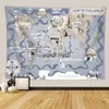 Tapisseries Style Nordique Carte du Monde Animal Tapisserie Tenture Murale Chambre d'enfant Polyester Serviette de Plage Polyester Couverture Mince Yoga Châle Matvaiduryd