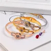 Design de mode 3 couleurs femmes bracelets chiffres romains en trois dimensions couleur CZ pierre changement diamant évidé titane acier Bra282f