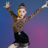 Stage Wear 2024 Latin Dance Practice Suit for Autumn and Winter Girls High-end Leopard Print Druku