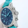 Luxury Chronograph 41 Blue Mens Watch Titanium Case Cal.69385 Automatisk rörelse 46 timmar Power Reserve Sapphire Crystal Classic Wristwatch 2 Färger