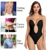 Body moldeador para mujer con cuello en V profundo moldeador de cuerpo sujetador acolchado sin espalda U Tanga moldeador cintura entrenador Push Up ropa interior de fiesta 240117