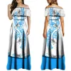 Casual Dresses High Quality Polynesian Tribal Print Custom Women'S One-Shoulder Dress Midi Party