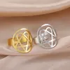 Heartagram Sterring Vrouwen 14k Geel Goud Kleur Verstelbare Vingerringen Vintage Hart Vijfhoekige Geometrische Sieraden