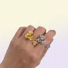 brand luxury clover designer rings for women white diamond crystal 18K rose gold sweet 3 leaf flowers love heart nail ring jewelry3431825