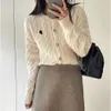 Designers S Ceiling Swellable Wool Fried Dough Twists Cardigan Women's Twisted Long Sleeve Round Neck Sweater College Casual Outside