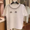 2024SS MM Women T Shirt Designer T Shirt Fashion Hot Diamond Letter Brodery Graphic Tee Casual Breattable Round Neck Pullover Short Sleeve Tee