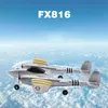 FX-816 Seconde Guerre mondiale Air Force P38 RC Avion 2,4 GHz 4CH RC Avion à voilure fixe Drone de vol extérieur pour enfants Jouets Cadeau d'anniversaire 240117