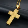 Hip hop iced out grande cruz pingente masculino 14k ouro amarelo zircônia cúbica colar cristão para homens jóias religiosas