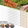 1020pcs Kabob szaszłyki 15 -calowe szaszłyek ze stali nierdzewnej z drewnianą uchwytem do grillowania naczynia kuchenne Camping Gotowanie ogniskowe gotowanie 240117