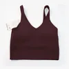 Yoga Outfit Soutien-gorge de sport pour femmes Gilet de course Fitness sans manches en forme de U Jogging avec coussin de poitrine doublé