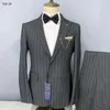 Erkek takım elbise yüksek kaliteli (blazer pantolon) erkekler İngiliz basit gündelik zarif moda düğün beyefendi ince takım elbise iki parçalı