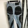 Designer mulheres jeans contraste cor remendo trabalho mulher calças jeans preto denim legging calças