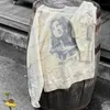 남자의 후드 땀 촬영 목선 목선 인쇄 생 땀 셔츠 슬픈 여자 풀버 남자 여자 고품질 헤비 워시 옛 성자 마이클 후드 티 T240118