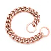 Coleiras de cachorro chegada ouro rosa cubana link corrente colar de aço inoxidável p andando trainig para cães pequenos médios grandes 11/15/19mm