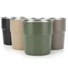 Wholesale Stainless Steel Travel Coffee Mug Cups 350ml Pint Vacuum Insulated Tumbler Premium Metal Cups - Stackable Durable Cup (Green-Black-Khaki-Orange)