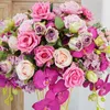 Decorative Flowers Large 60cm Lilac Rose Peony Hydrangea Artificial Flower Ball Wedding Table Centerpiece Purple Floral Party Stage Deco