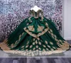 Prinses Hunter Green Powijnen Quinceanera -jurken met boog kanten applique kristallen kristallen kwastjes jubileum baljurk