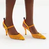 Colibrilite Orange Micromesh Shoes High-Heeled Slingback Pumpar Spool Leather Sole Sandals Women's Luxury Designers Dress Shoe Evening Heel Factory Footwears