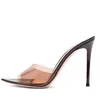 Упомянутые летние сандалии Женщина Tafn Toe Toe Transparent Women Purss Thin High Hel Slepon Sexy Stiletto Ladies Designer Shoes 7-I-S-1 5