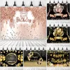 Party Decoration Gold Glitter Happy Birthday Backdrop för PO Black Adult Theme Supplies DIY BACKDROPS